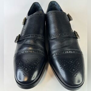 Cole Haan Mens GrandOs Shoes Leather Monk Strap Sz 8.5 Black